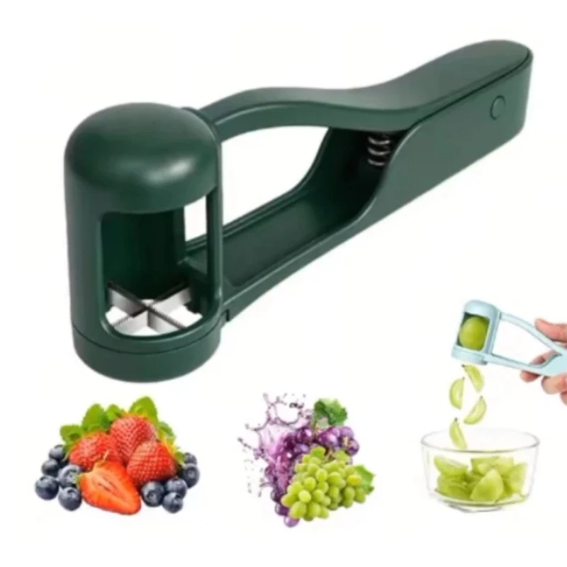 New Grape Cherry Tomato Strawberry Cutter Quarter Slicer Tool Stainless Steel Kitchen Gadget Fruit Cutter for Toddlers Baby