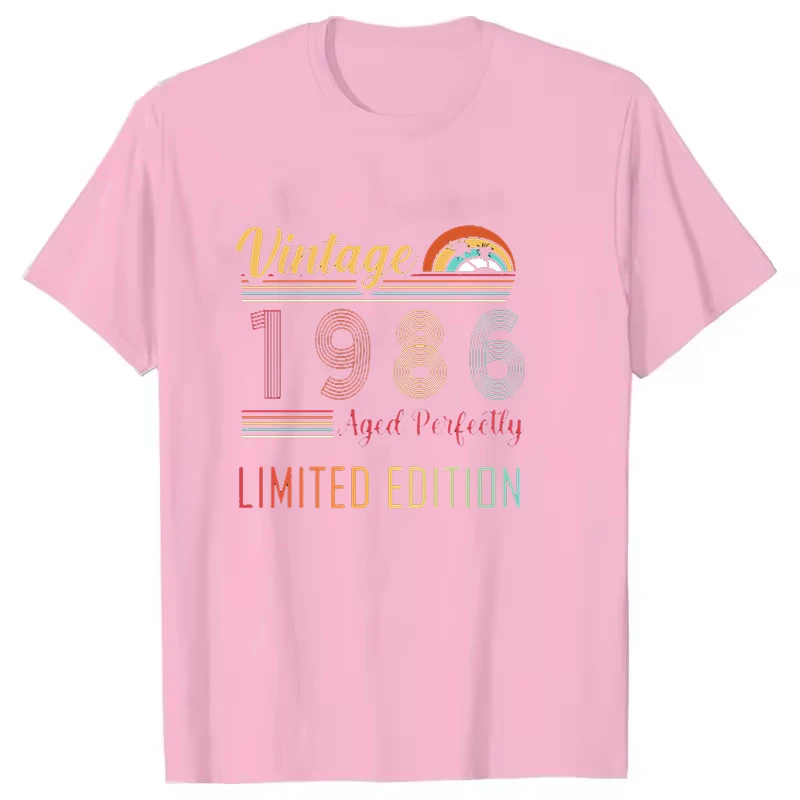 Vintage 1986 Limited Edition Muster T-Shirt für Männer und Frauen, kurze Ärmel, Harajuku, Unisex, lustiges T-Shirt, Sommertrend, große Größe, Paar-Tops – Detail 8