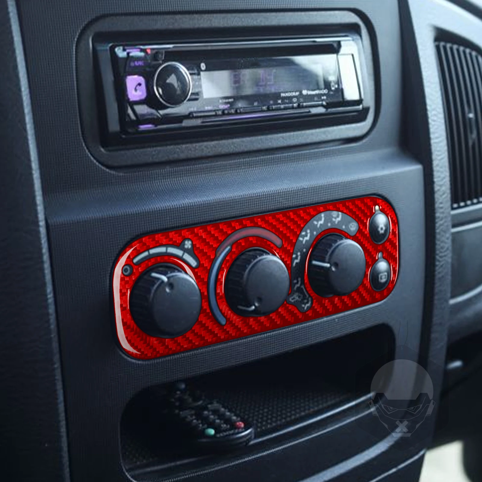 For Dodge Ram 2002 2003 2004 2005 Center Dashboard AC Control Panel Cover Real Carbon Fiber Sticker Car Interior Accessories