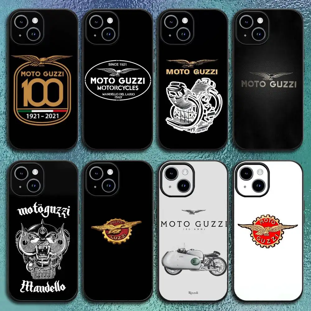 Funda de teléfono con logotipo genial Moto g-guzzies para IPhone 11 12 13 14 15 16Pro Max Plus Classic Black Soft Shell
