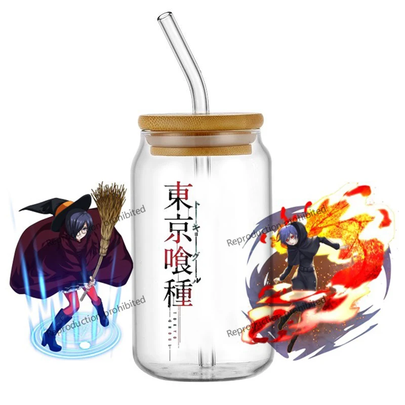 

Popular Japanese anime UV DTF Cup Mug Wraps Car Sticker DIY Deca For 16oz Libbey Glass Creative Cup Label computer sticker