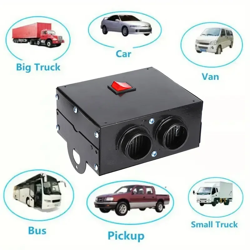 EAFC12V 600 واط سخان سيارة مزيل الضباب سيارة 2 حفرة التدفئة مروحة مزيل الصقيع مزيل الضباب سخان السيارة مزيل الصقيع مسخن الهواء شاحنة SUV سخان