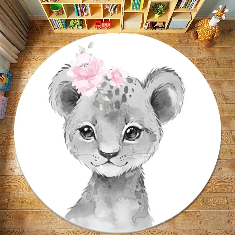 Home decoration bedroom living room floor mat kawaii fox koala pattern carpet bathroom kitchen round non-slip carpet