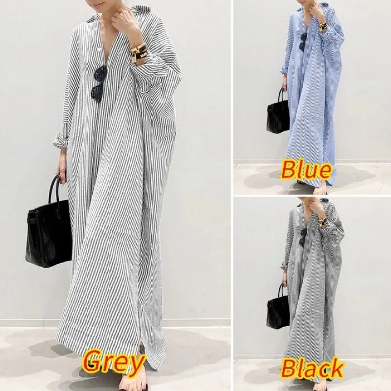 

New in Elegant Striped Cardigan Loose Oversized Dress Womens Tops Women Shirts Ladies Tops Long Sleeve Blouse Button Up Shirt