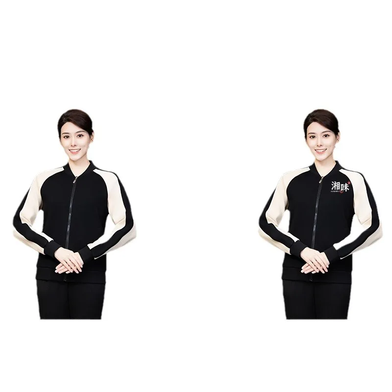 Hotel restaurante garçom uniforme de trabalho manga longa outono inverno temporada quarto do hotel café restaurante catering gola sweatshir