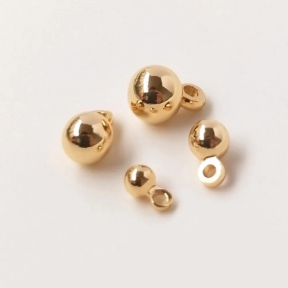 

1 шт., медные подвески, 14-каратное золото, однотонные подвесные круглые бусины, браслеты «сделай сам», цепочки на щиколотке, ювелирные изделия, подвесные аксессуары для шаров, материал