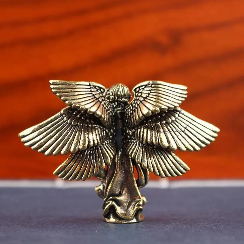 Kupferne Sechsgeweihte Engel-Liebes-Cupid-Statue, Kleine Ornamente, Messing-Engel-Figuren, Schreibtisch-Dekorationen, Wohnaccessoires – Detail 4