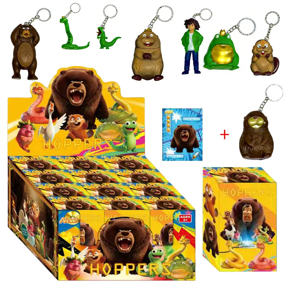 12Pcs Hoppers Beaver Transformation Plan Cute Cartoon Blind Box Figures PVC Model Toy with Card Kids Birthday Surprise Gift