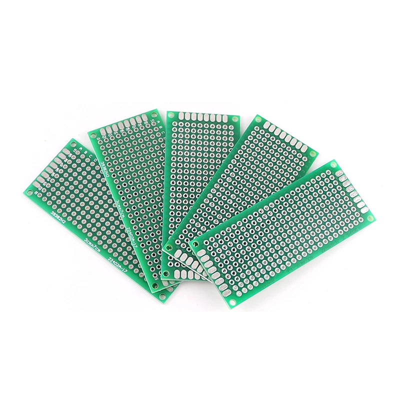 Universal Printed Circuit PCB Board, Protótipo Lateral Duplo, Kit DIY, Breadboard Set, Vermelho, 3x7cm, 5Pcs