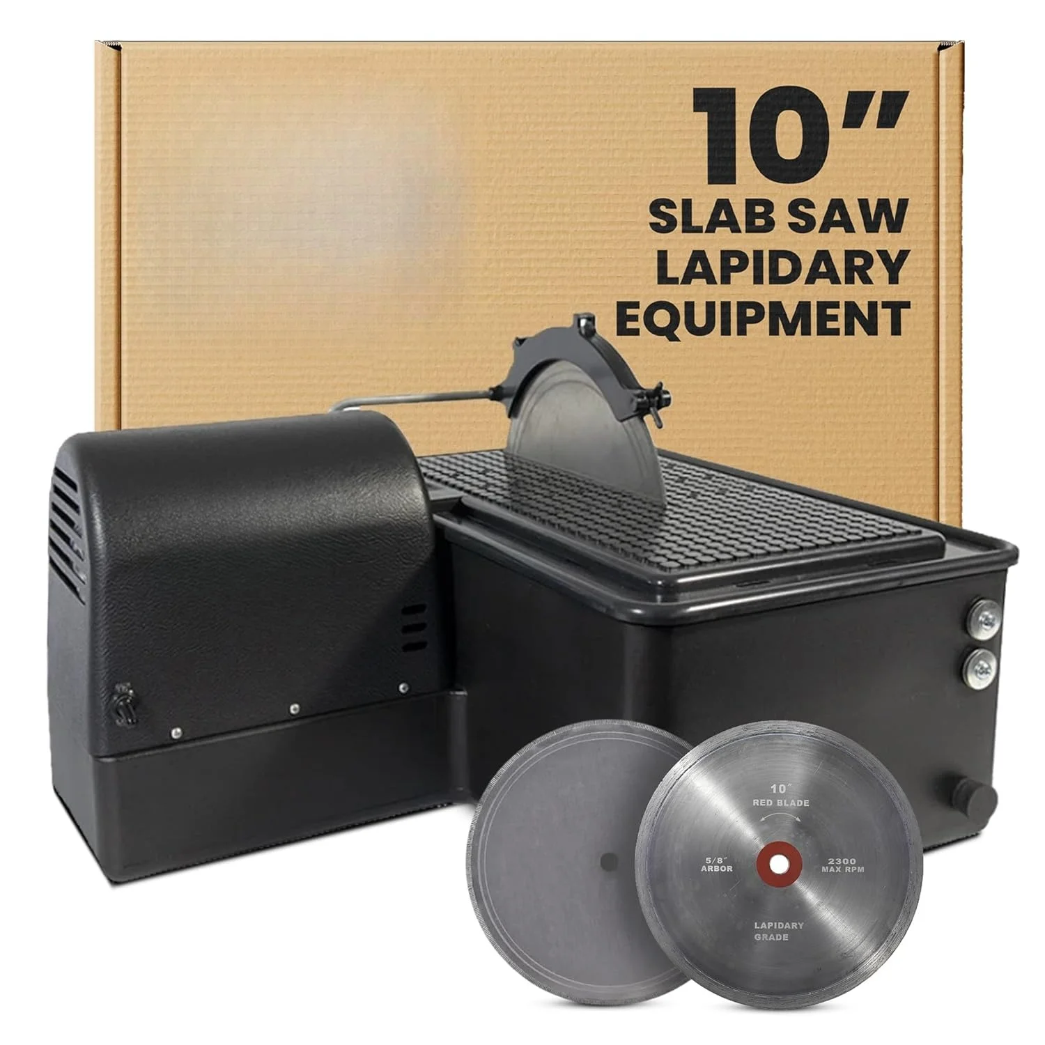 

Lapidary Saw for Cutting Rocks Glass Stone Cutter Trimming Sawing Machine with Two 10 Inch Diamond Blades