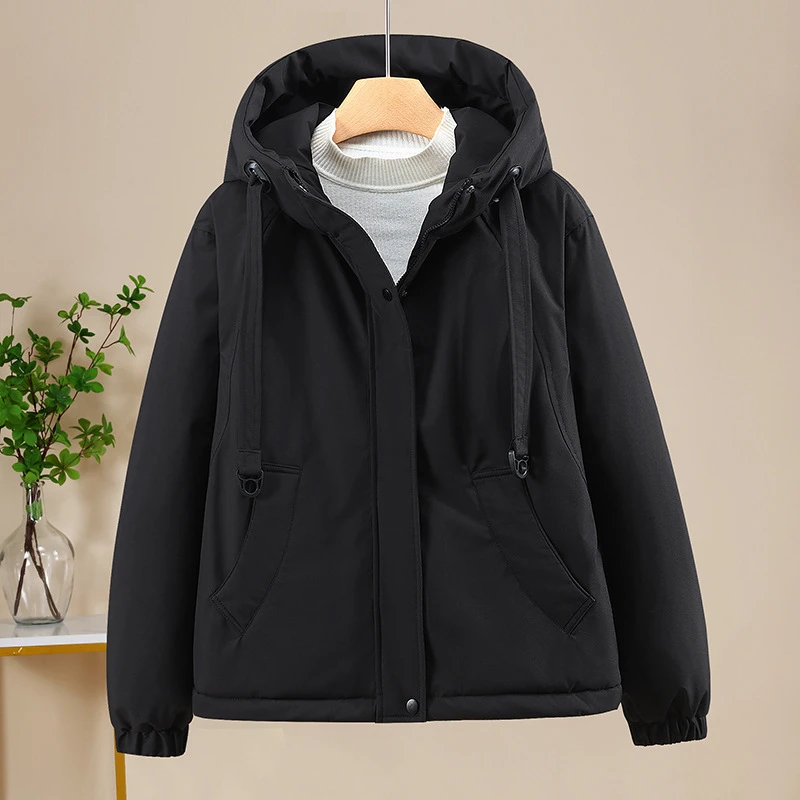 

Autumn Winter New Fashion Windproof Jackets Joker Leisure Plus Velvet Frenulum Hooded Thick Warm Overcoat Sport Outwear Trend