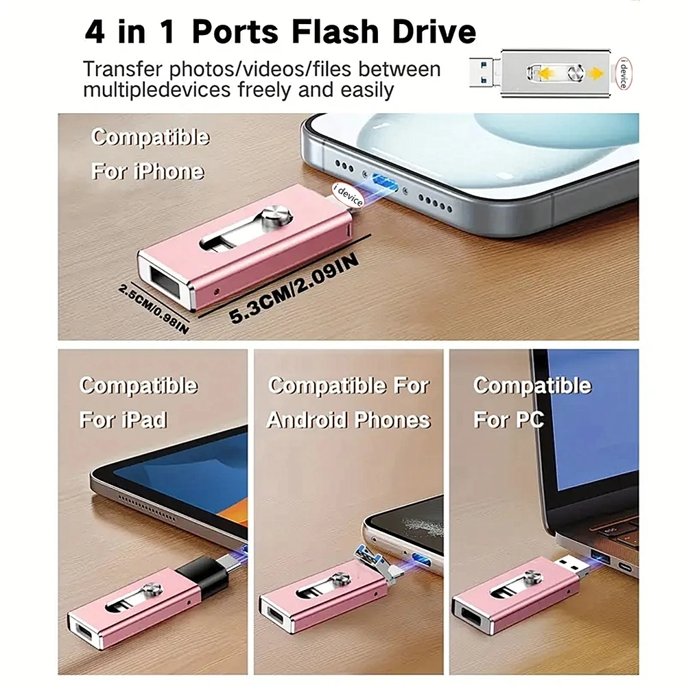 High-Speed 256GB Photo Stick Flash Drive 3.0 512GB 2TB 1TB USB Memory Stick with External Storage for iPhone/iPad/Android/PC/IOS