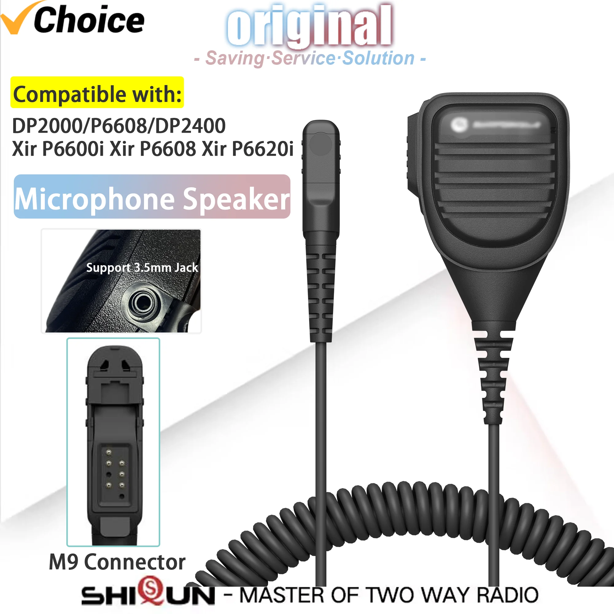 

Walkie Talkie Microphone Speaker Mic M9 Connector Big PTT Compatible with Motorola XiR P6600 DP2000 P6608 DP2400 Radio Accessory