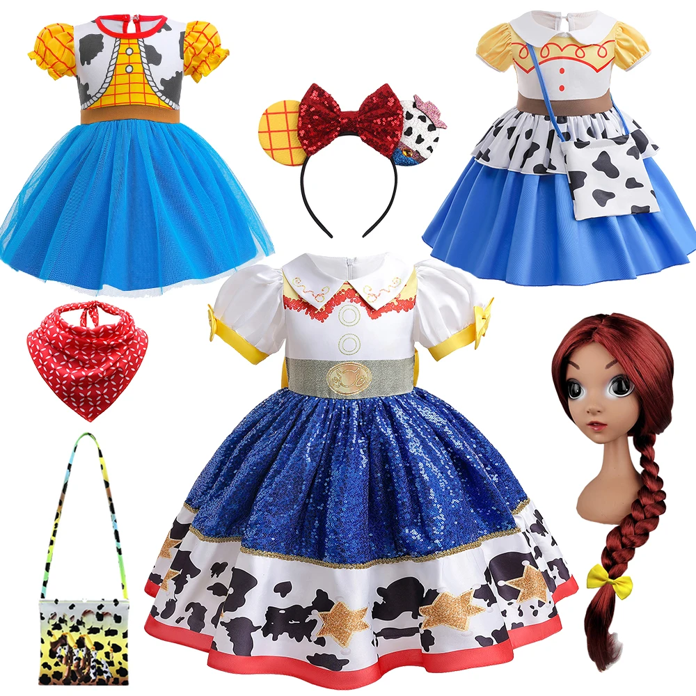 

Christmas Halloween Carnival Toy Girls Story Jessie Costume Boutique Theme Party Toddler Cowgirl Cowboy Woody Dress Jessie Wig