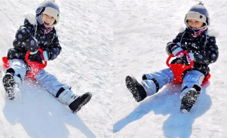 Assorted Colors Kids Snow Sled Heavy Duty Plastic Winter Toboggan Sliding Board Outdoor Sport Sleds for Children Boys Girls