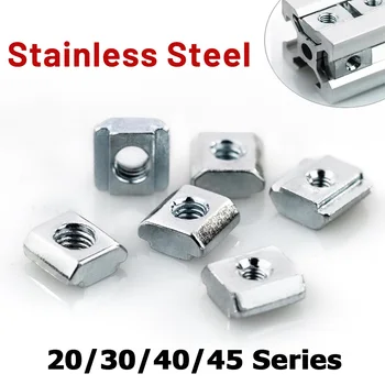 ファスナー用Tトラックスライディングハンマーナット、ステンレス鋼、tブロックスクエア、m5、m6、m8、アルミニウムプロファイル、2020、3030、4040、4545、5個、10個