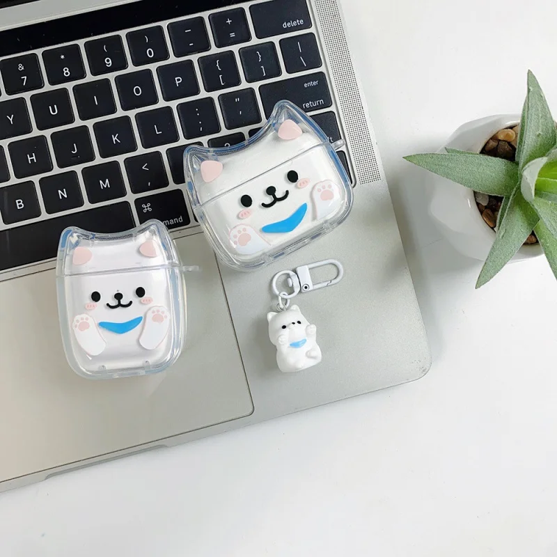 

Blue Scarf Dog Cartoon Headphone Cover Suitable for Appleairpods2/3Transparent Protective CasePRO2/PRO3