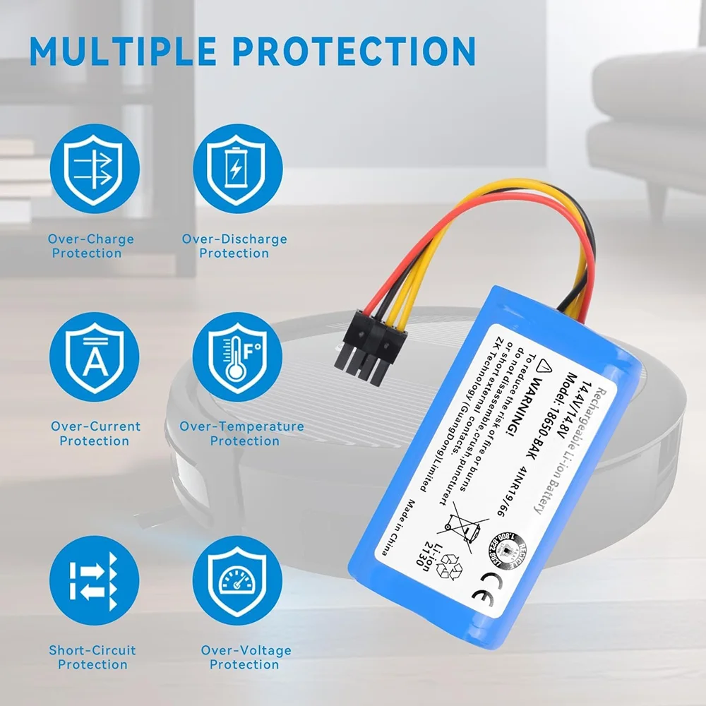 

Replacement 14.4V 6800mAh Battery for Robot Vacuum Cleaners: Proscenic Cocoa 780T 790T, Vileda VR302 & More