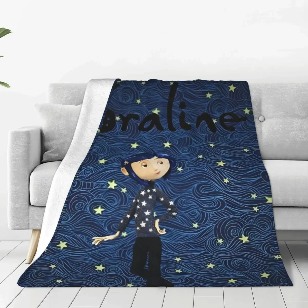 Coralines Doll Horror Cartoon Merch Throw Blanket Soft Blanket Suprise Gifts