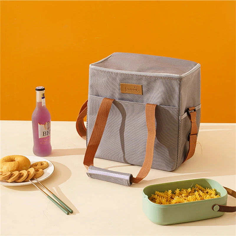 Large Capacity Food Insulation Lunch Bag Camping Picnic Oxford Thermal Box with Crossbody Strap Ice Storage Shoulder Bags