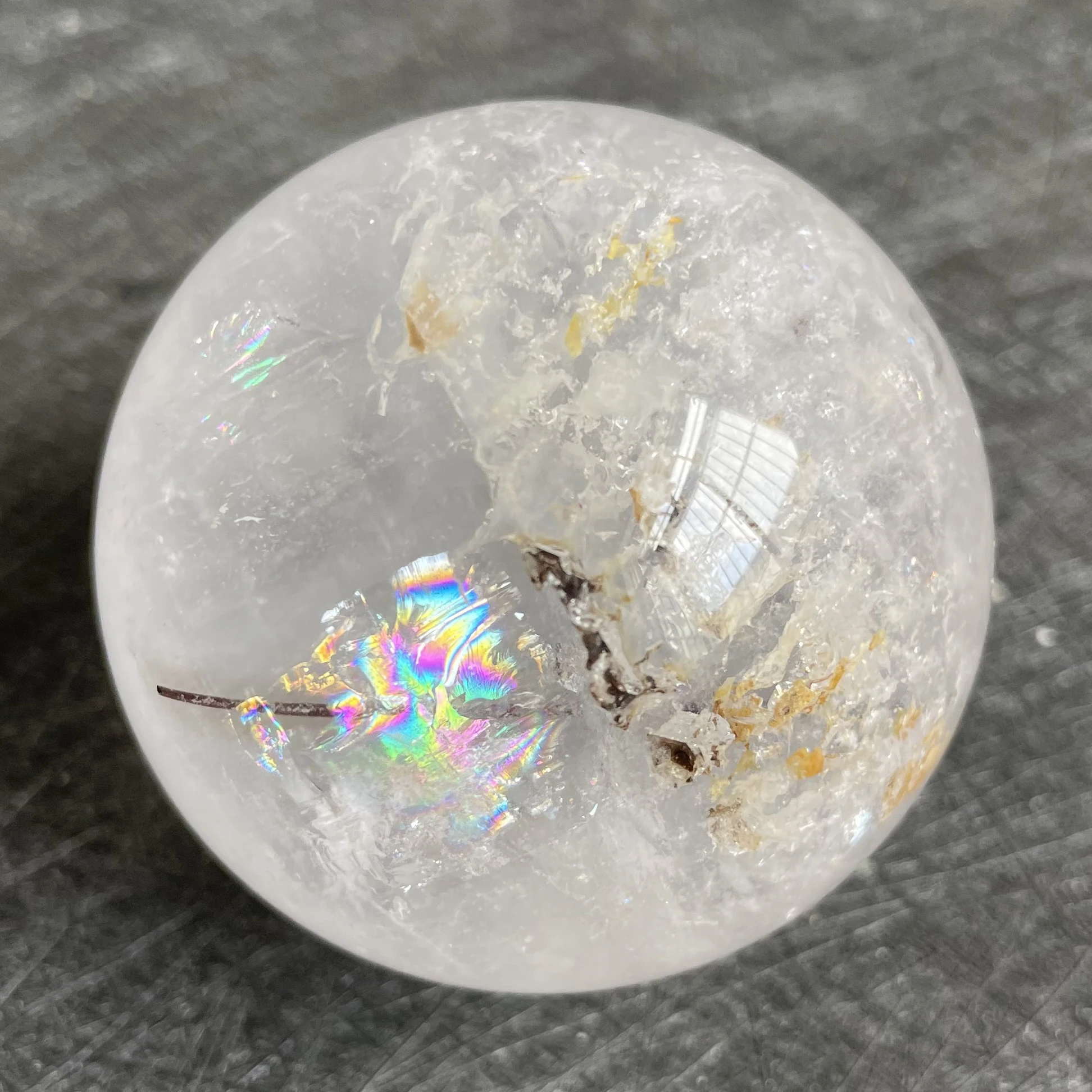 

186g Natural Stone Tourmaline Clear Quartz Crystal Ball Rainbow Sphere Polished Rock Reiki Healing W2