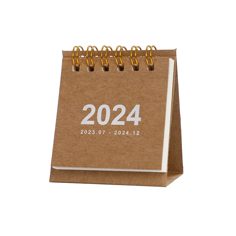 Mini 2024 Desk Calendar Simple English Calendar Book with Stickers Daily To Do List Agenda Organizers Stationary Office Supplies