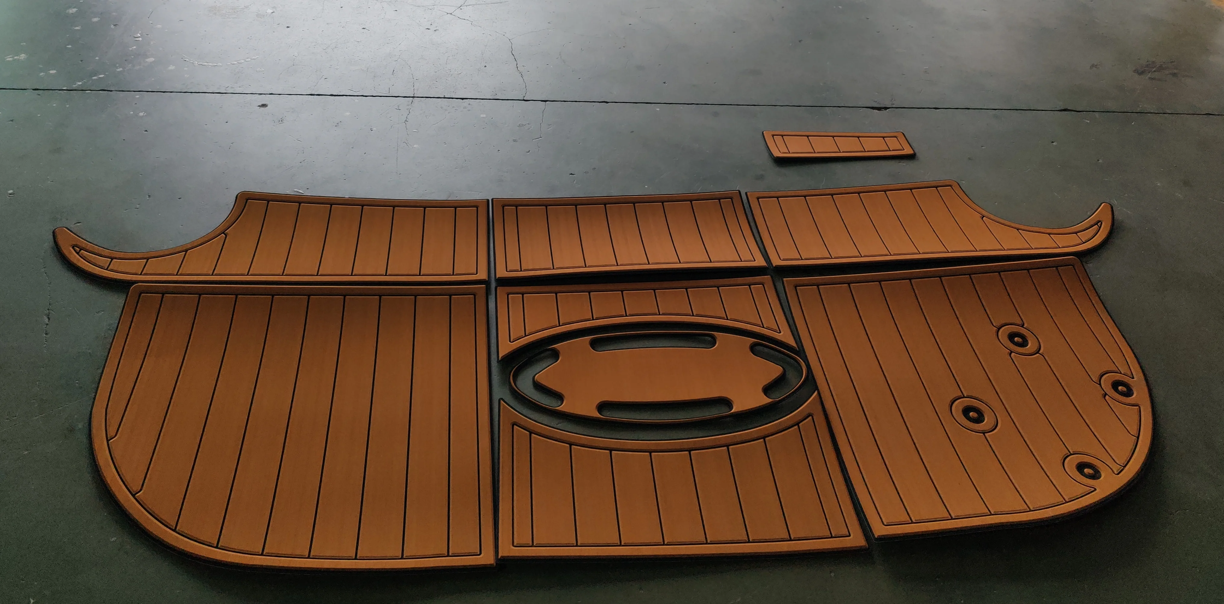 Non-Slip EVA Faux Teak Marine Mat Self-Adhesive 6mm Yacht Cockpit Pad for 2004-2009 Larson 260 Cabrio Boat Decking Easy Install