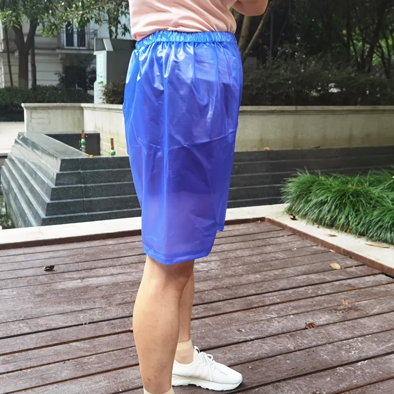 Blue PVC Man Shorts Waterproof Easy Drop Off Quick Dry