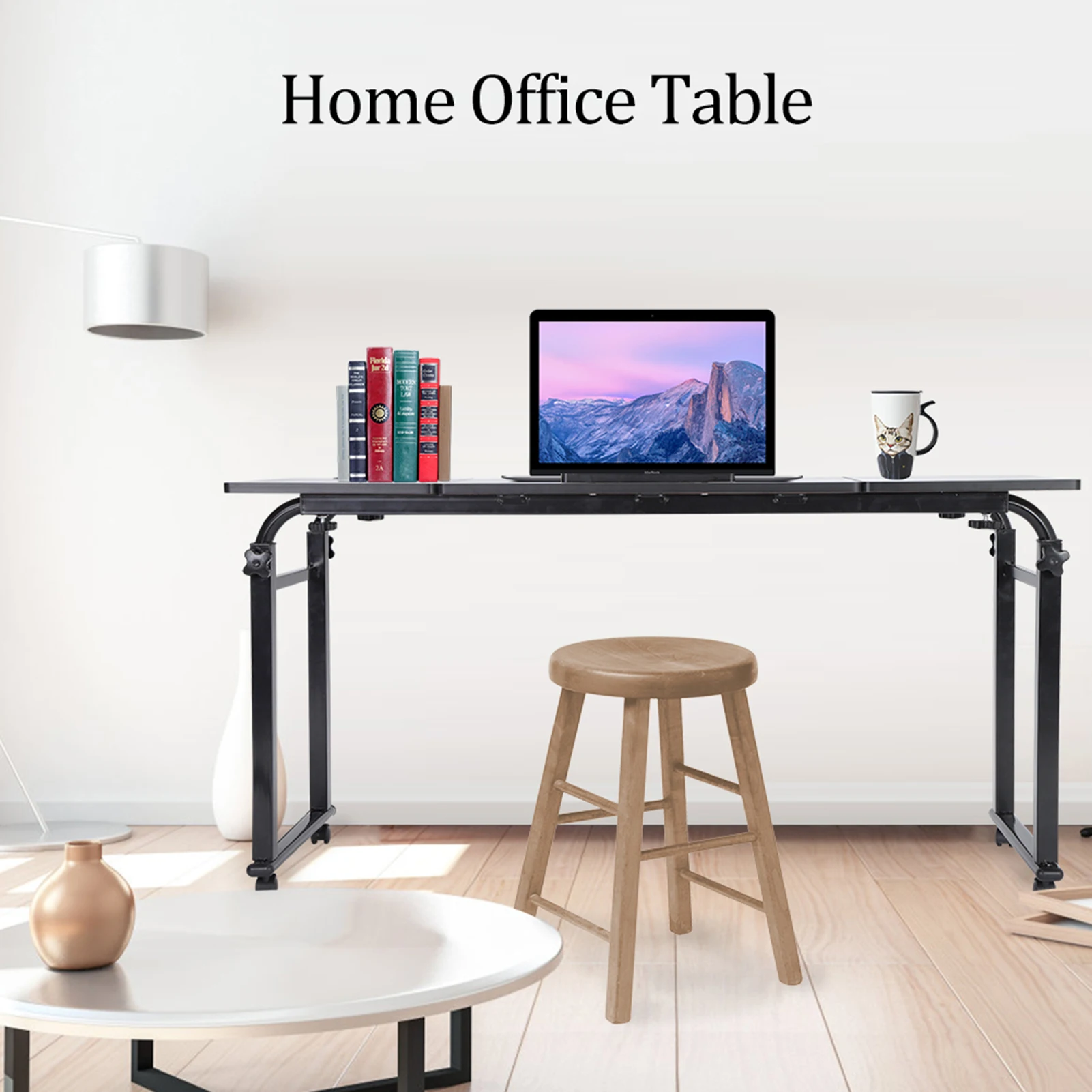 Overbed Writing Table Laptop Table with Wheels Adjustable Laptop Cart Mobile Computer Desk Overbed Writing Table with Wheels