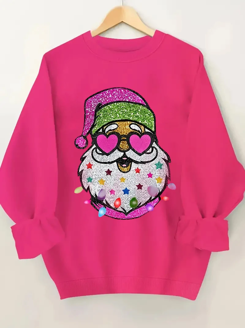 Women\'s sweatshirts Santa Claus love heart print women clothing cheap clothes winter women\'s clothes Merry Chrismas Y2K clothes