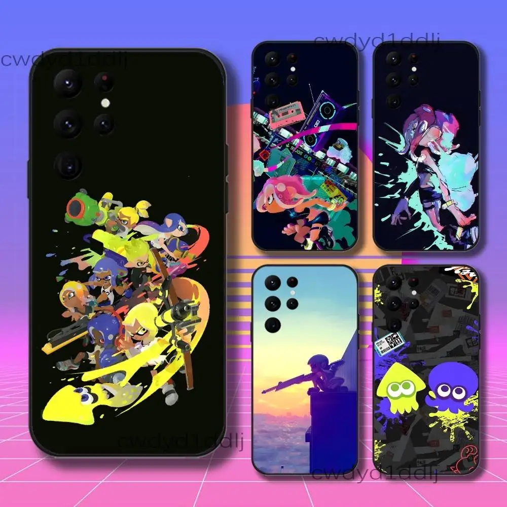 S-Splatoon 3 Game Phone Case For Samsung S10,S21,FE,S21 ,S26,S25,S24,S23,Ultra,S9,S22,Plus Black Shockproof TPU