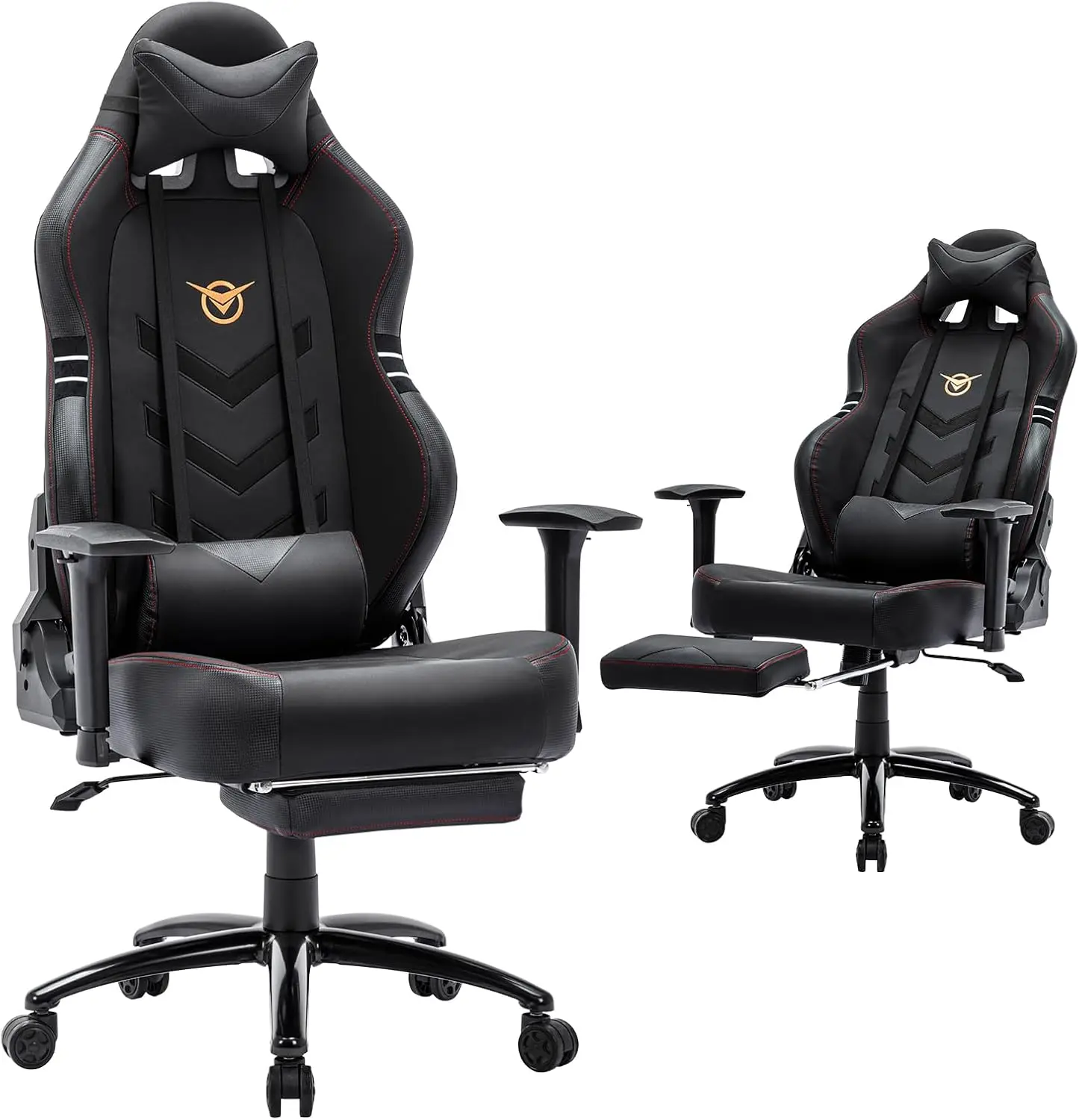 Big And Tall Gaming Chair With Footrest 350Lbs-Racing Style Computer Gamer Chair, Ergonomic High Back Pc Chair With Wide Seat,