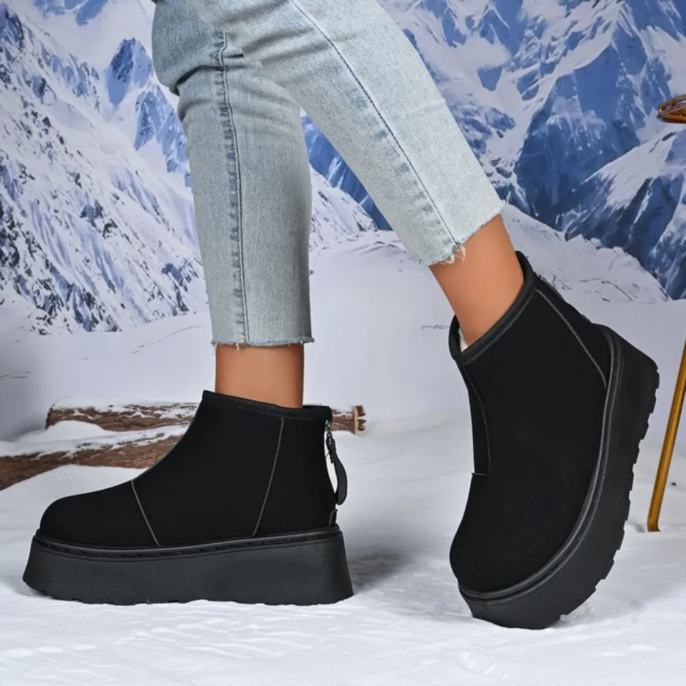 2026 جديد الشتاء الإسفنج كعكة سميكة سوليد أحذية الثلوج للنساء ، أفخم أنبوب قصير أحذية الثلوج ، في الهواء الطلق أحذية بوت قصيرة دافئة #5