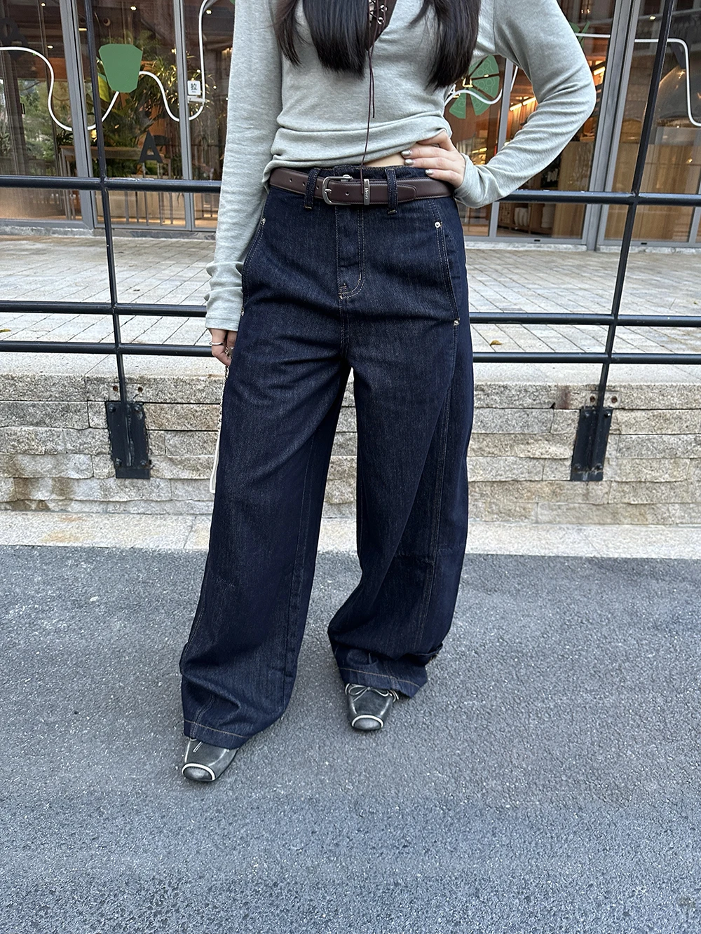 

High Waist Wide Leg Straight Cut Jeans Women's Loose Fit Korean Style Autumn New Arrival Slimming Knife Denim Pants