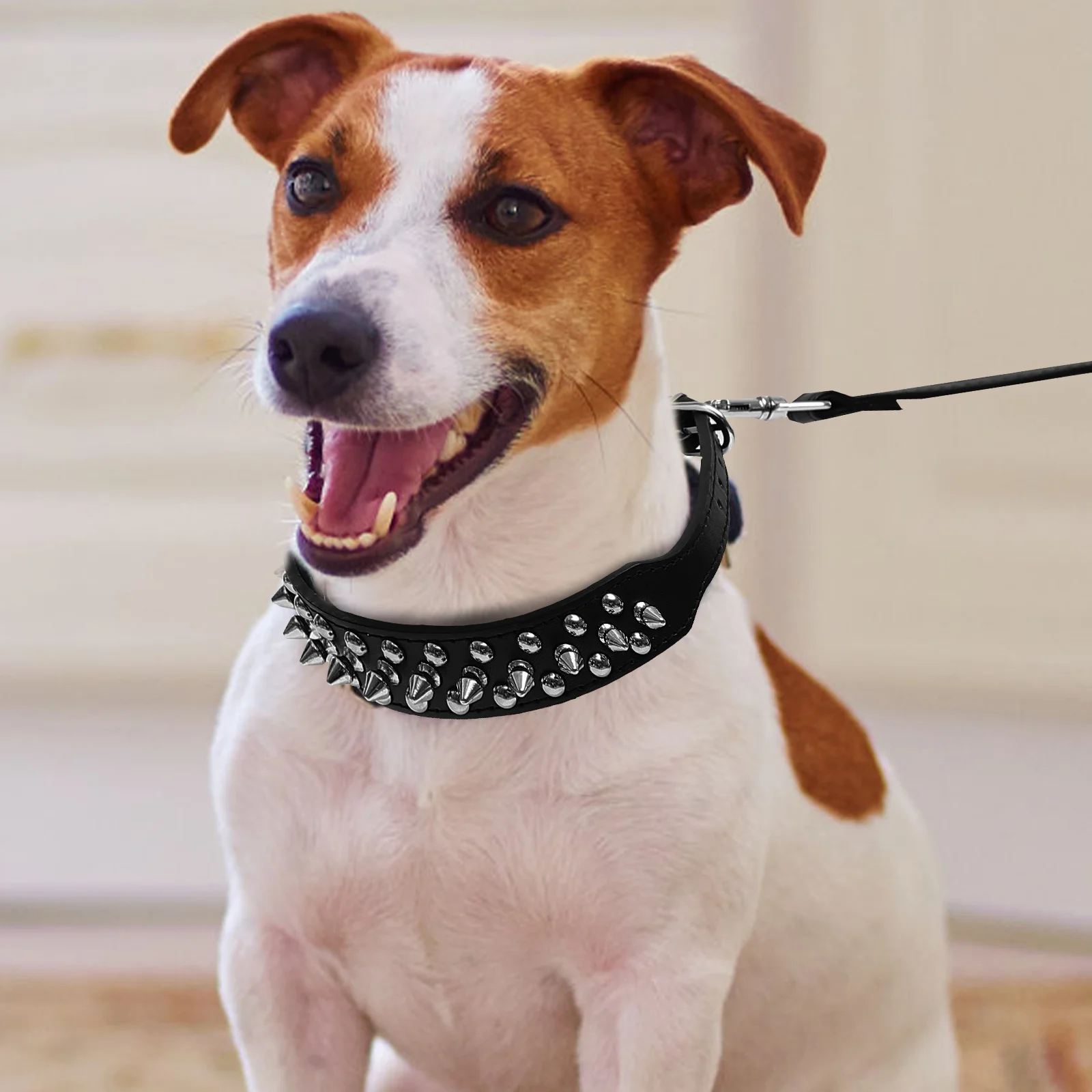 

Adjustable Dog Neck Decor Studded Puppy Rivet Pet Cosplay Girl Dog Necklace Thick PU Breathing