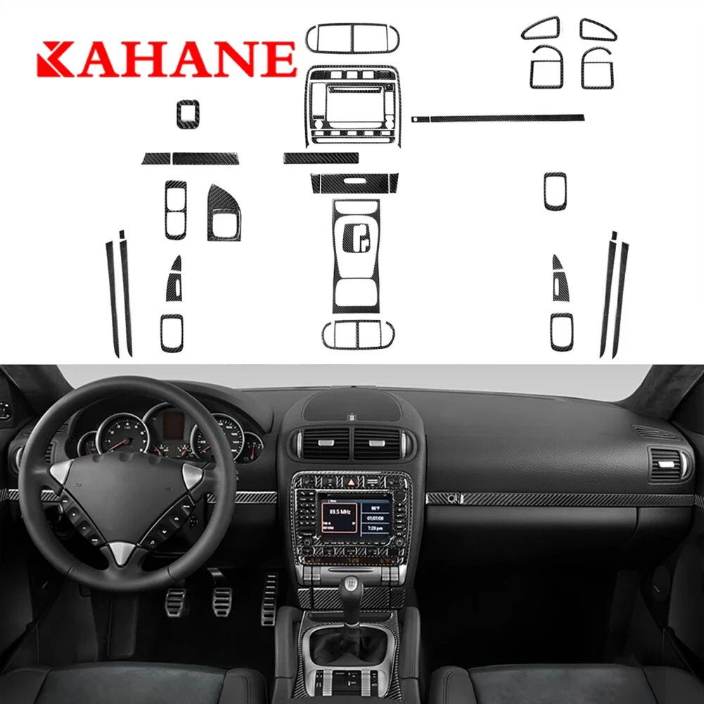 

Full Kit Carbon Fiber Stickers For Porsche Cayenne 2003-2010 Car Center Control Storage Console Cigarette Panel Trim Accessories