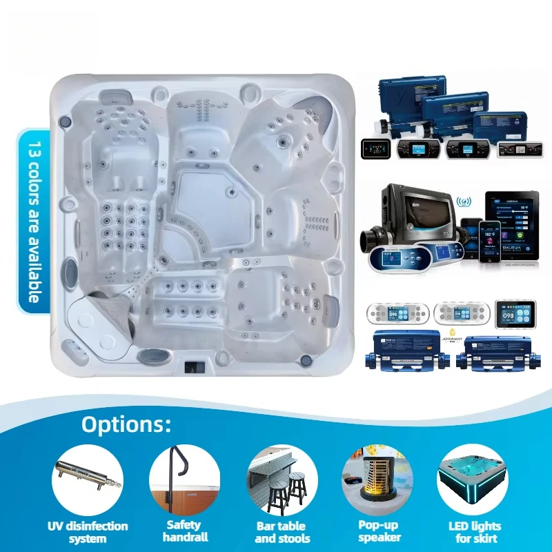 Factory Direct Custom Outdoor Hot Tub, 5-Person Luxury Spa with 41 LED Mood Lights and Bluetooth for Commercial Resorts