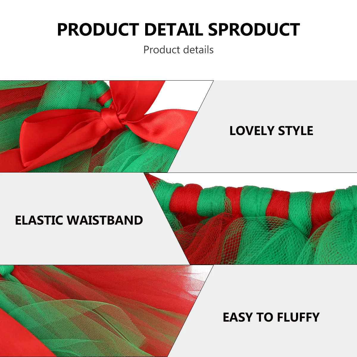 

1Pcs Christmas Gauze Skirt Net Yarn Half-Body Bust Skirt for Girls Party Performance Ballet Dance Wear Red Green