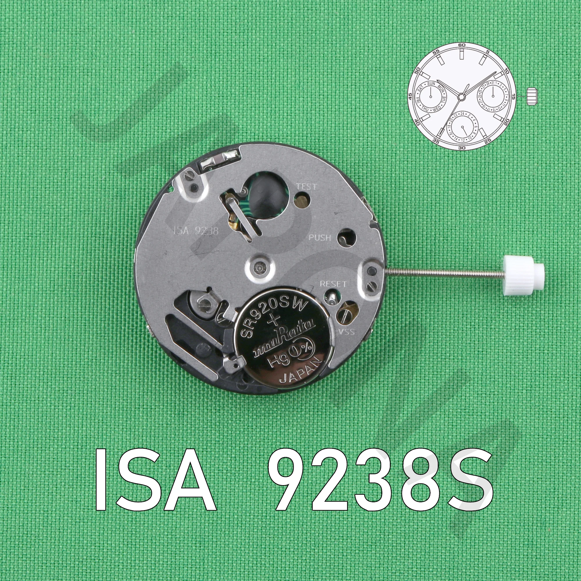 isa 9238 movement silvery Multifunctional sports movement Quartz Watch Movement Silver 6 Hand