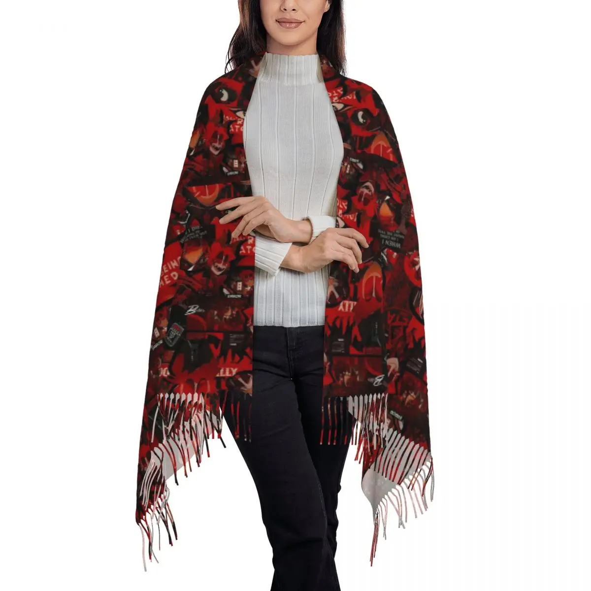 Alastor Error Scarf Tassel Scarves for Women Soft Warm Shawls and Wraps Large Fall Winter Shawl Wrap