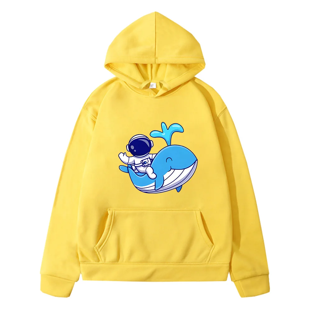 Astronaut Whales Autumn/Winter Top Printed Hoodies Anime Streetwear Harajuku Casual Hooded Pullover Sweatshirts for Girls/Boys