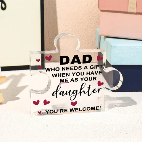 1 Pcs Dad transparent Presents From Daughter son for my best dad Puzzle-shaped Gift For my father home Ornaments Birthday gift