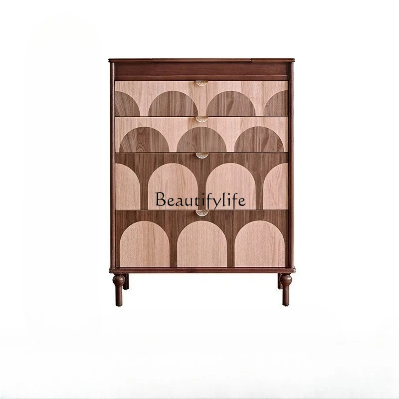 

French retro dressing cabinet storage bedroom bedside chest dresser integrated small apartment dressing cabinet