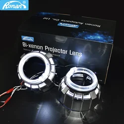 Ronan 2.5 Inch Double LED Round Angel Eyes Masks for Bi Xenon Projector Lens on Car Headlight Retrofit