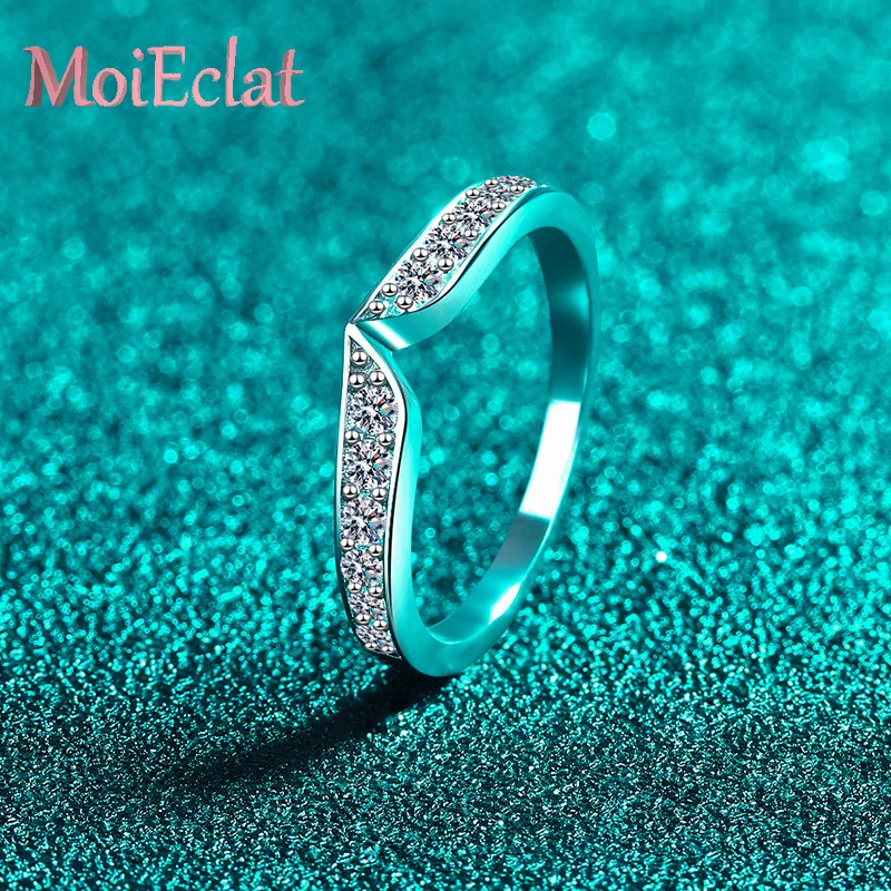 

V-образные платиновые кольца Pt950, кольца для пар, рыбий хвост, 0,33 карата, полный муассанита, высококачественный подарок на годовщину, ювелирные украшения для нее