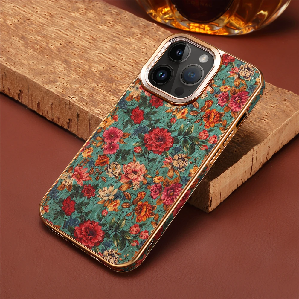 Luxury Plating Gold Glitter Cover for iphone 14 PRO MAX 12 13 PRO MAX Vintage Plaid Daisy Rose Flower Case for iphone 15 PRO MAX image 3