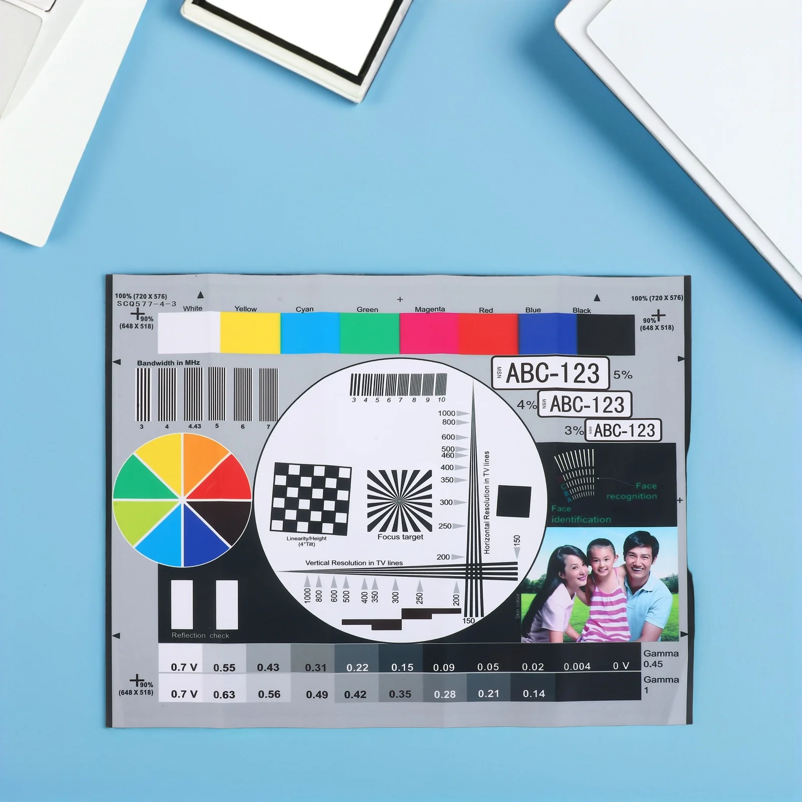 Camera Focus Testing Tool High-Resolution Lens Calibration Chart For Cctv Installation Color Accuracy Checker Image Test Card