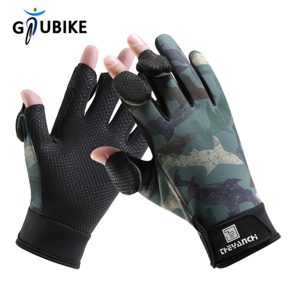 GTUBIKE Fishing Gloves Flip Finger Touch Screen Thickened Silicone Anti-slip Waterproof Wear-resistant Fall Winter Outdoor