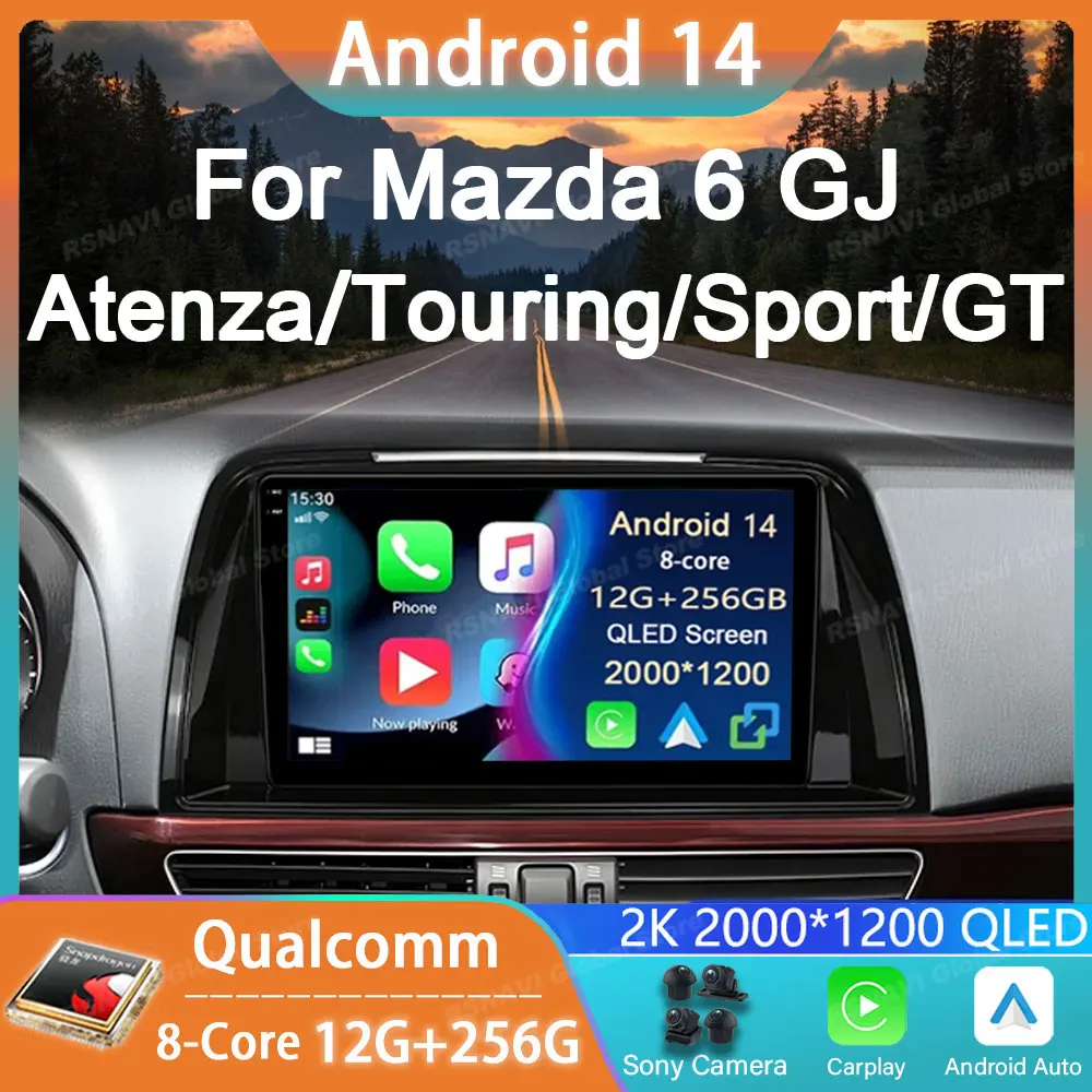 

Car Radio Android 14 For Mazda 6 GJ Atenza Touring Sport GT Stereo GPS Carplay Multimedia Player Navigation DSP Head Unit Audio