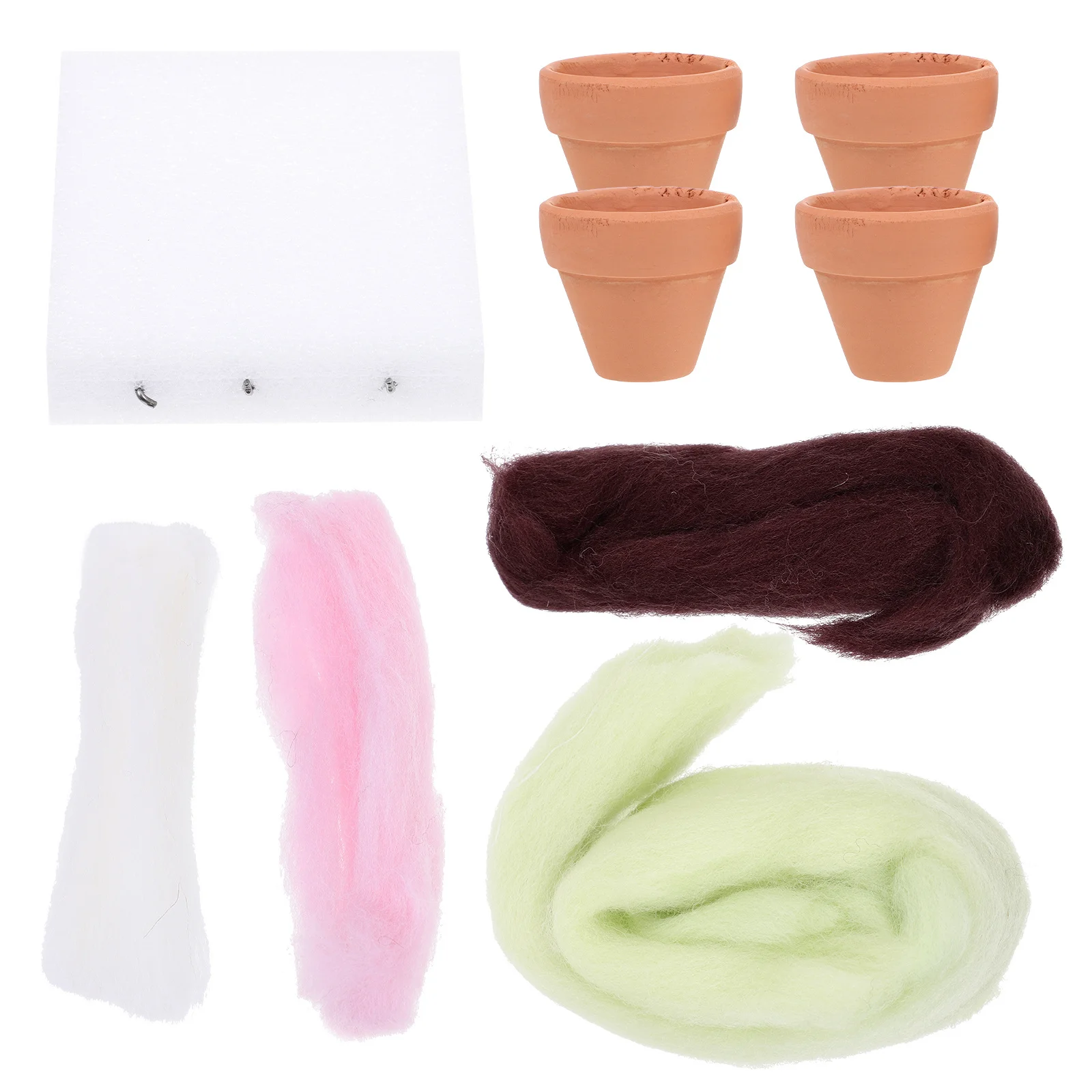

1Set Needle Felting Starter Kit DIY Wool Bonsai Ornament Material for Handmade Plant Flowerpot Decor Beginner Felting Tools